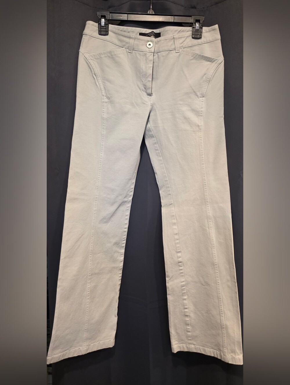 Max Mara Weekend Light Gray Boot-Cut Pants Curved Seam Leg 10